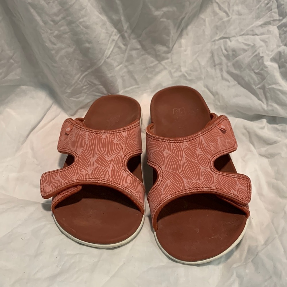 Spenco Footwear Terra Cotta Wave Adjustable Slide Womens size 7 wide